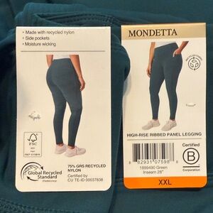 Mondetta Teal Ribbed Leggings with Pockets